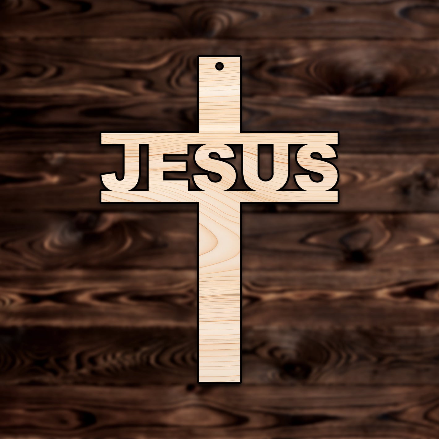 "Jesus" Cross Plywood Craft Shape