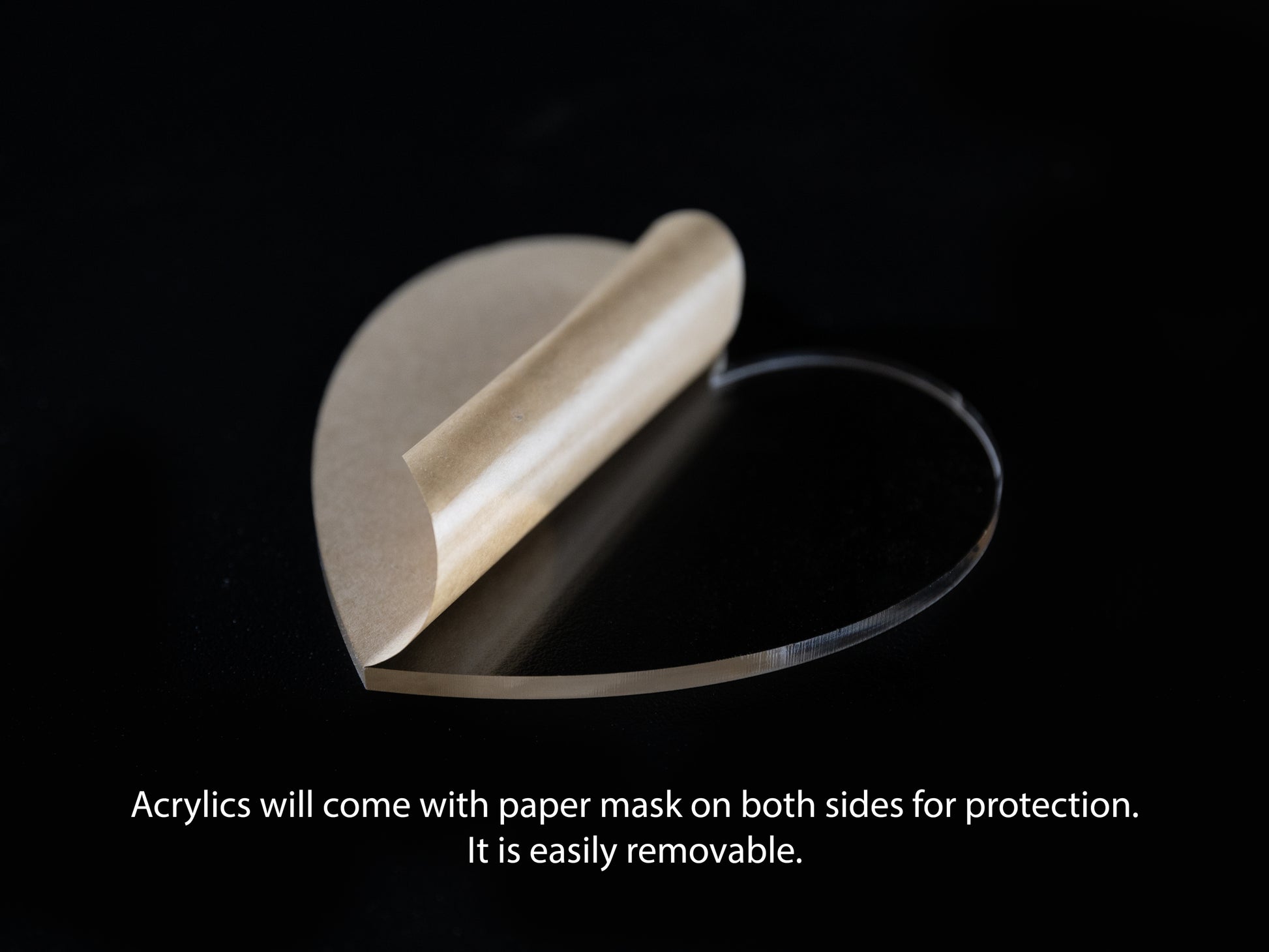acrylic heart with mask example