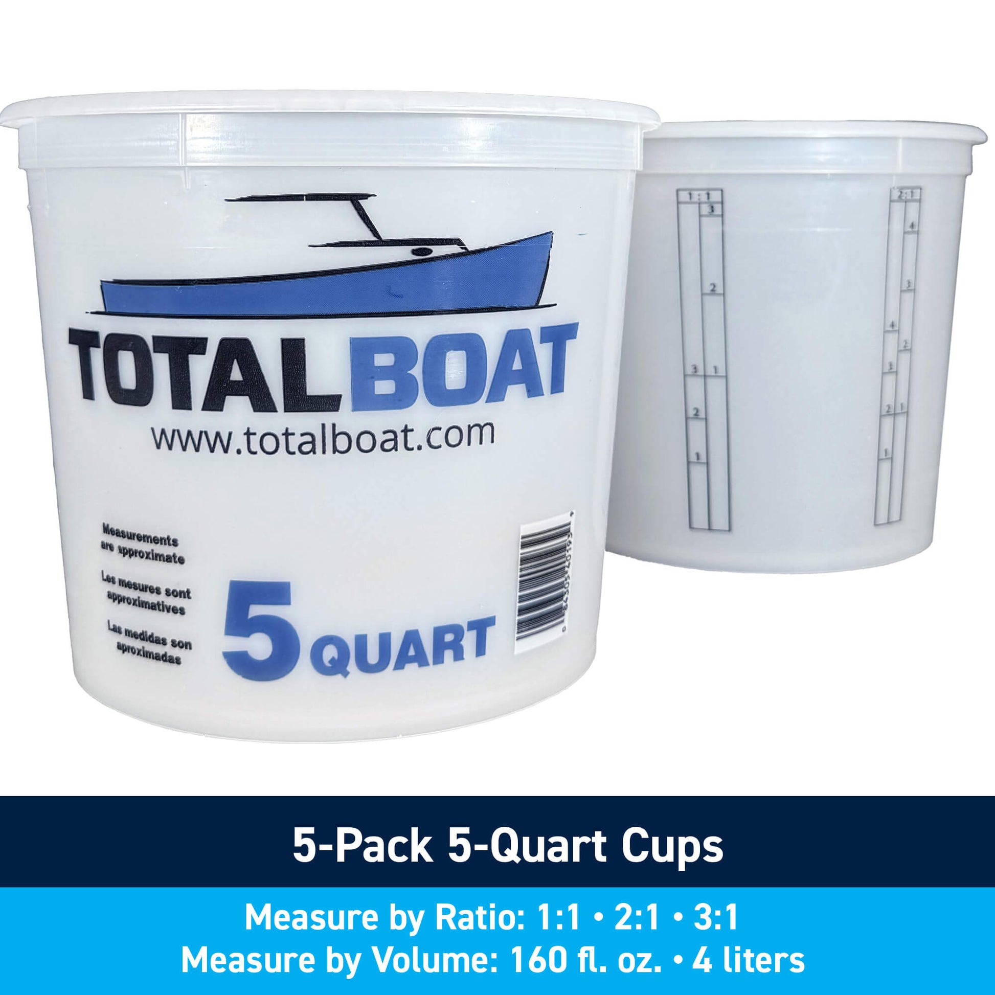 Plastic Paint Pails and Epoxy Mixing Cups 5 Quarts