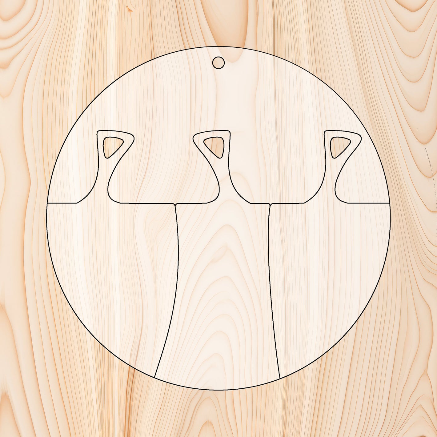 3 Piece Hanging Cutting Board or Charcuterie Board Router Template for woodworking, perfect for shaping custom sized cutting boards, charcuterie boards, and custom projects.