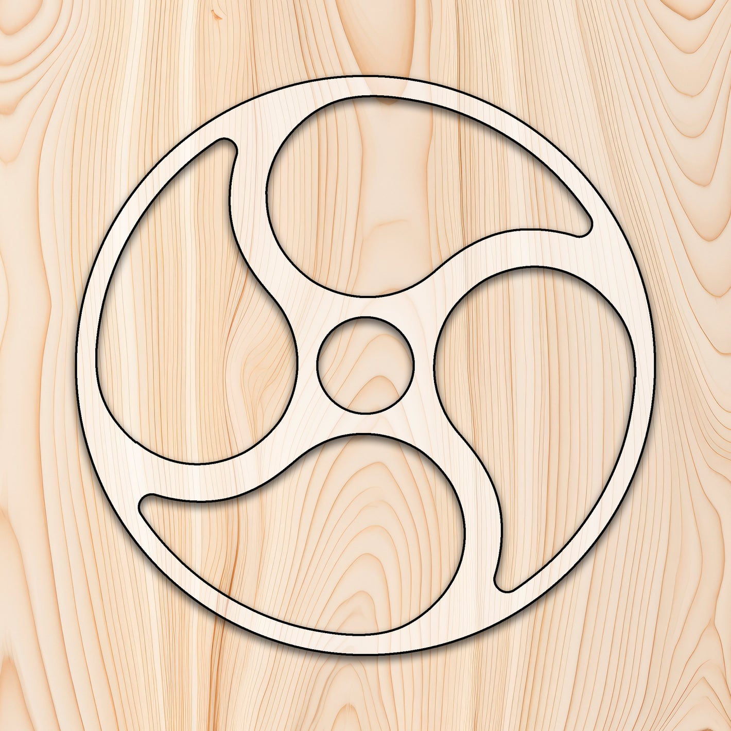 4 Spoke Circle Tray Router Template for woodworking, perfect for shaping custom sized cutting boards, charcuterie boards, trays  and custom projects.