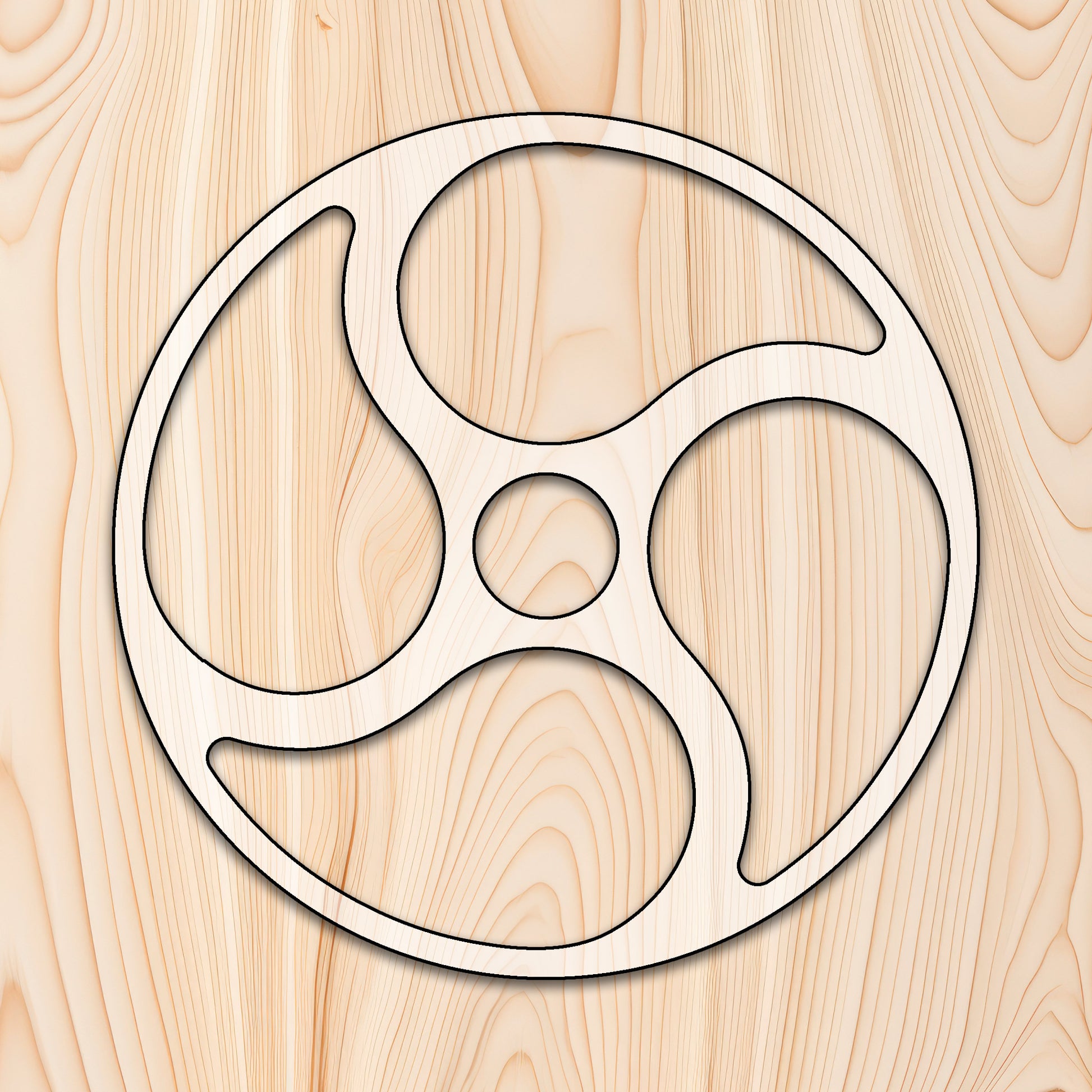 4 Spoke Circle Tray Router Template for woodworking, perfect for shaping custom sized cutting boards, charcuterie boards, trays  and custom projects.