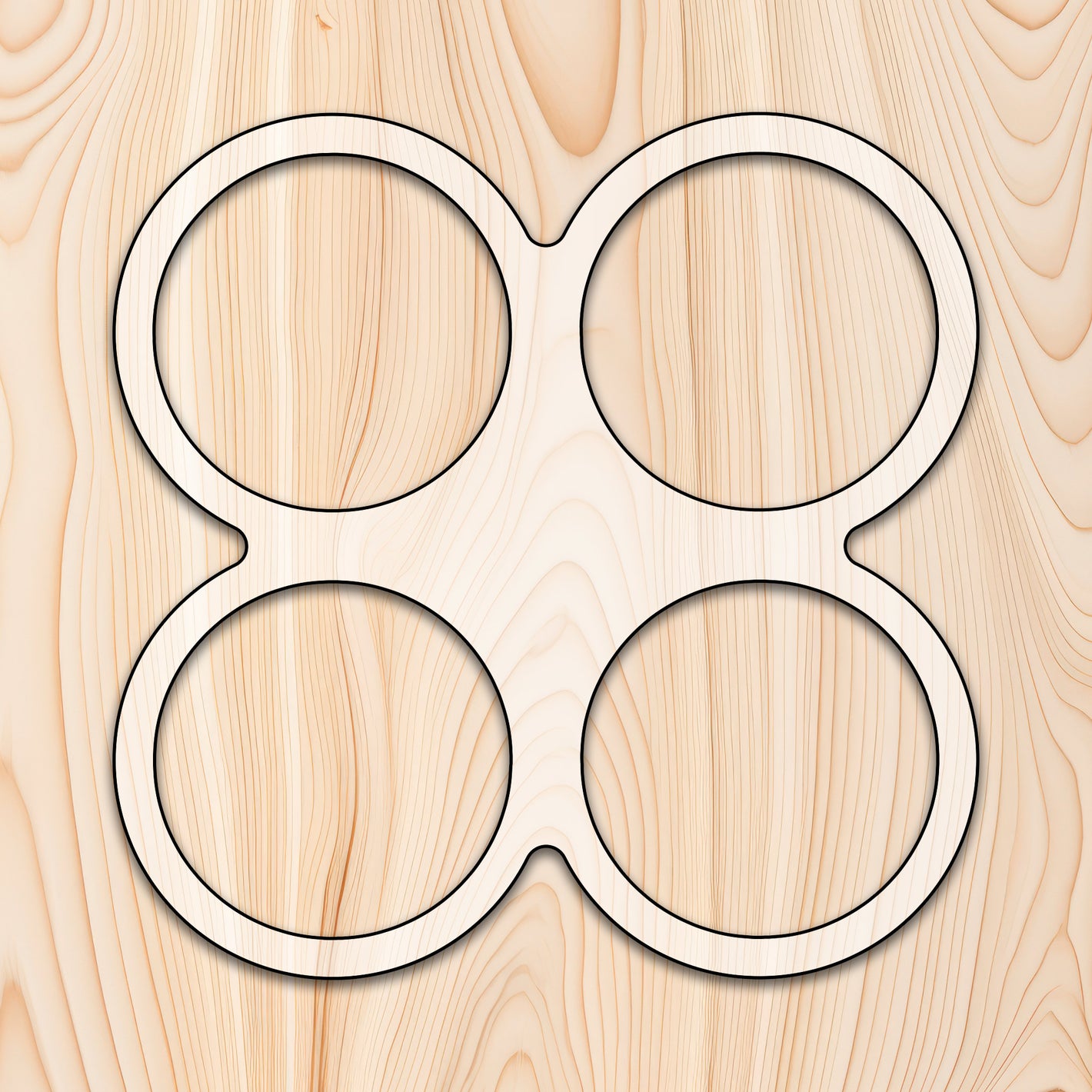 4 circle Tray Router Template for woodworking, perfect for shaping custom sized cutting boards, charcuterie boards, and custom projects.