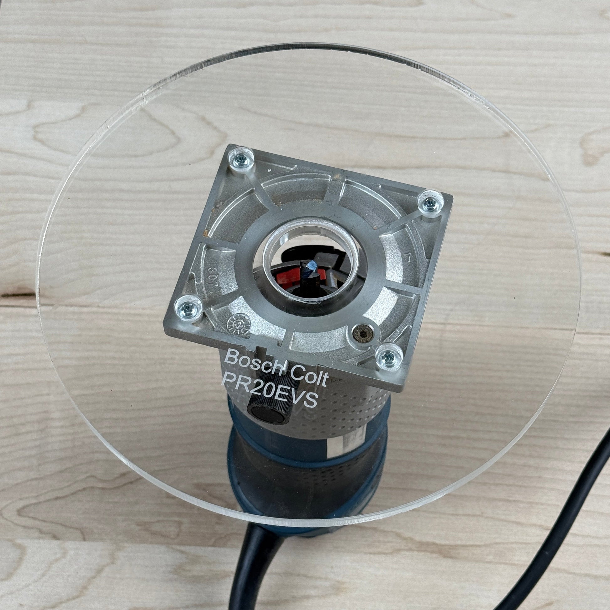 8 inch Round Acrylic Router Base Plate - fits Bosch Colt PR20EVS