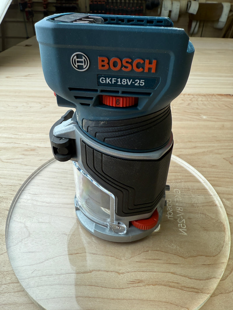 8 inch Round Acrylic Router Base Plate - fits Bosch Colt GKF18V-25