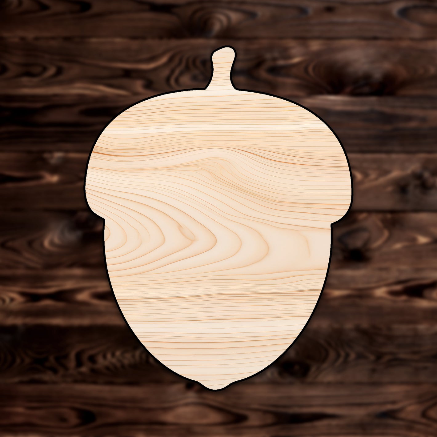 Acorn Plywood Craft Cutout , a Intricate laser-cut craft cutout made of high quality birch plywood, featuring detailed designs and clean edges, perfect for home decor or DIY projects.
