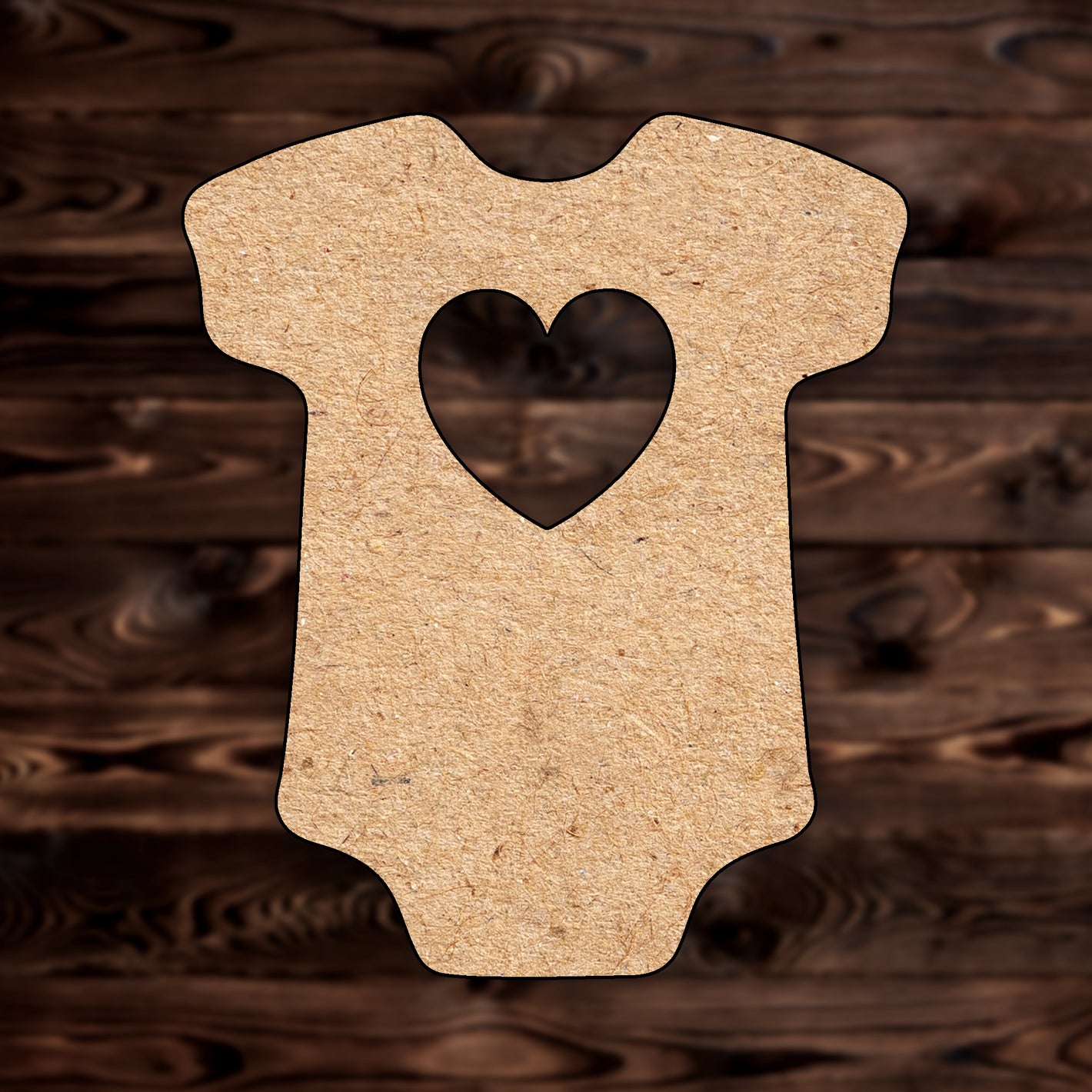 Baby Onesie with Heart MDF Craft Cutout , a Intricate laser-cut craft cutout made of MDF, featuring detailed designs and clean edges, perfect for home decor or DIY projects.

