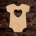 Baby Onesie with Heart MDF Craft Cutout , a Intricate laser-cut craft cutout made of MDF, featuring detailed designs and clean edges, perfect for home decor or DIY projects.

