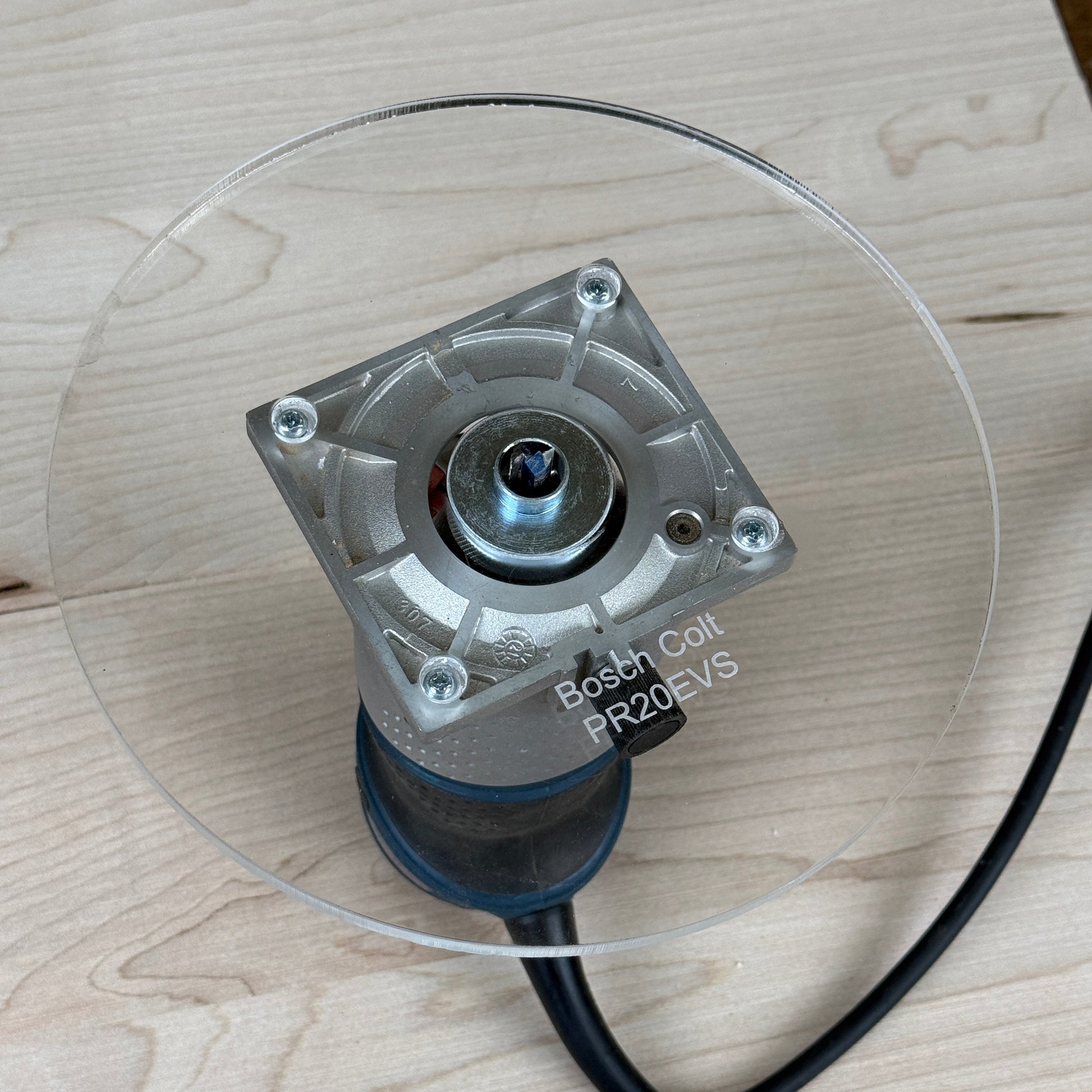 8 inch Round Acrylic Router Base Plate - fits Bosch Colt PR20EVS