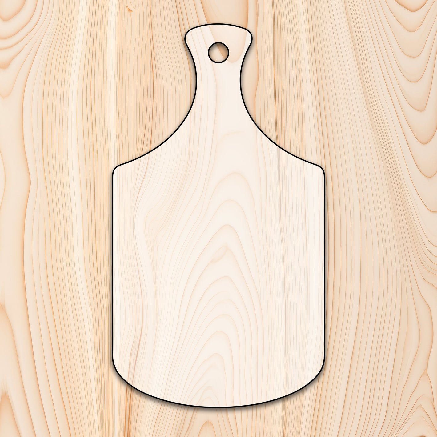 Bottle Neck Style Cutting Board or Charcuterie Board Router Template for woodworking, perfect for shaping custom sized cutting boards, charcuterie boards, and custom projects.
