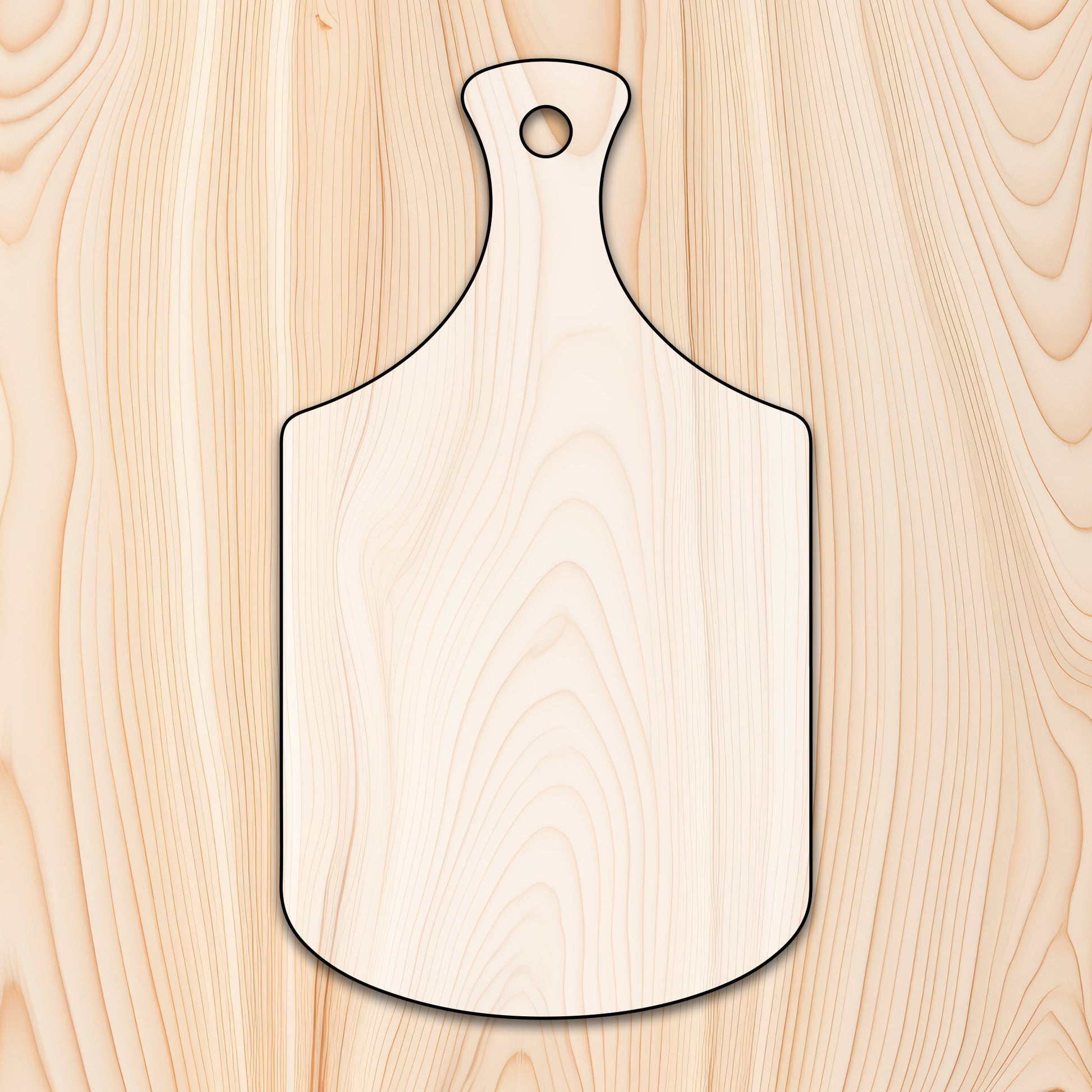 Bottle Neck Style Cutting Board or Charcuterie Board Router Template for woodworking, perfect for shaping custom sized cutting boards, charcuterie boards, and custom projects.
