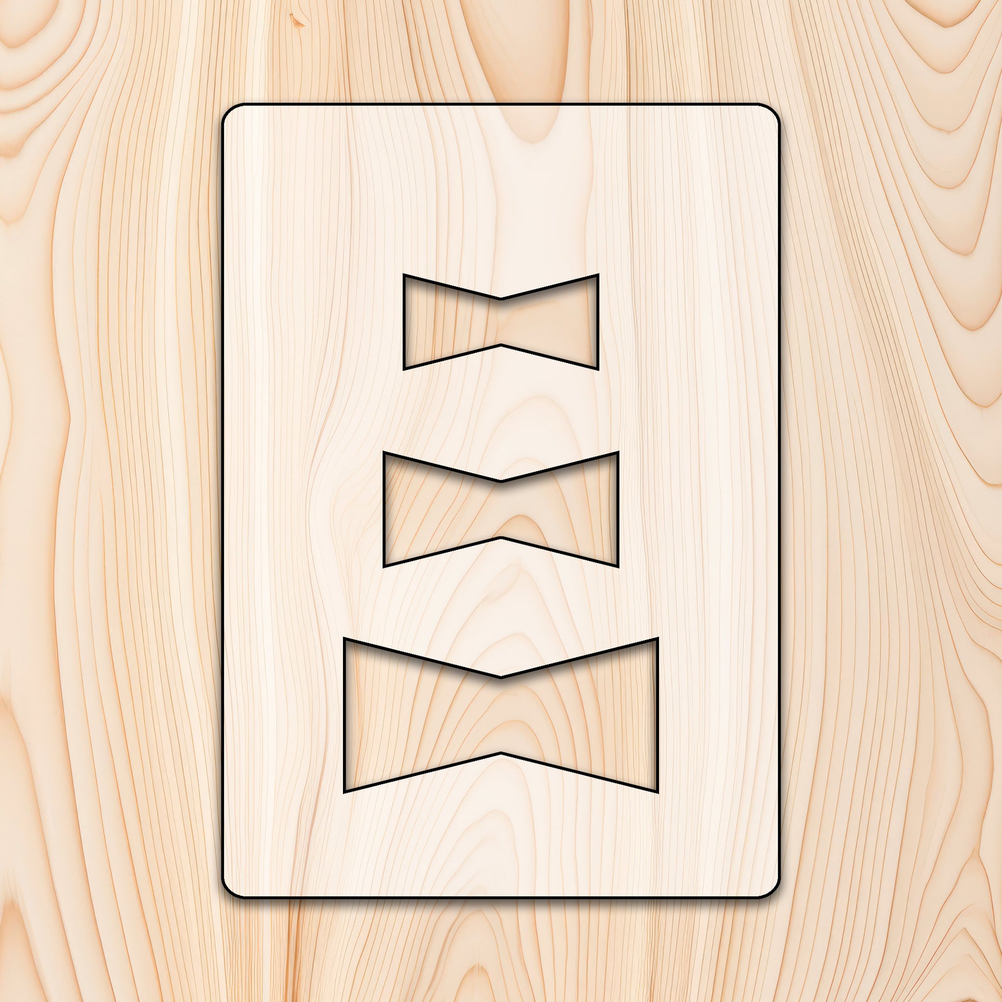 Bowtie Inlay Template Acrylic Craft Cutout - Transparent laser-cut acrylic craft cutout designed as a router template, featuring precise shapes and durable construction for various crafting projects.