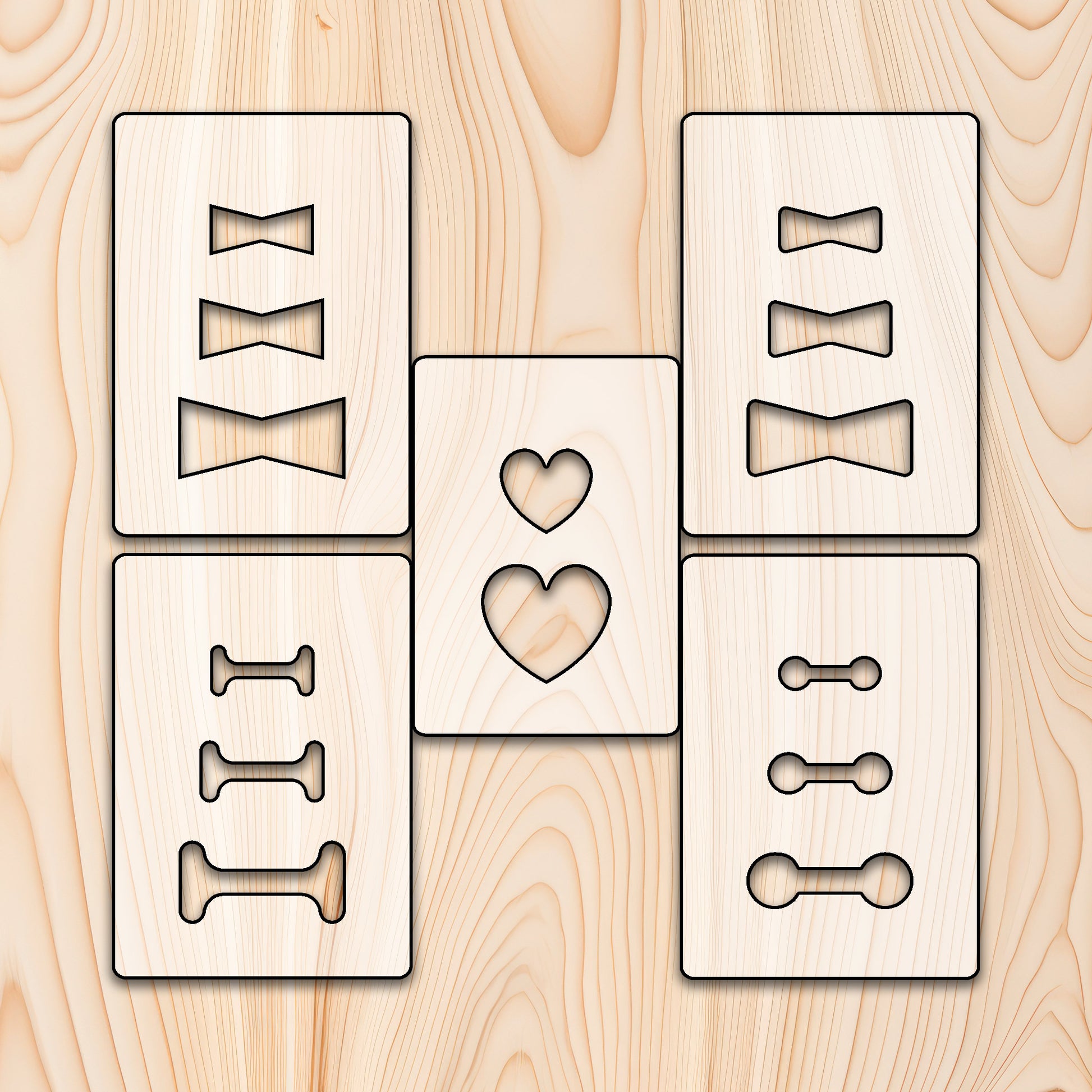Bowtie Inlay Router Templates  for woodworking, perfect for shaping custom sized cutting boards, charcuterie boards, and custom projects.