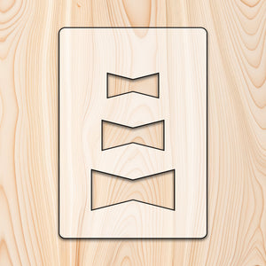 Bowtie Inlay Template Acrylic Craft Cutout - Transparent laser-cut acrylic craft cutout designed as a router template, featuring precise shapes and durable construction for various crafting projects.