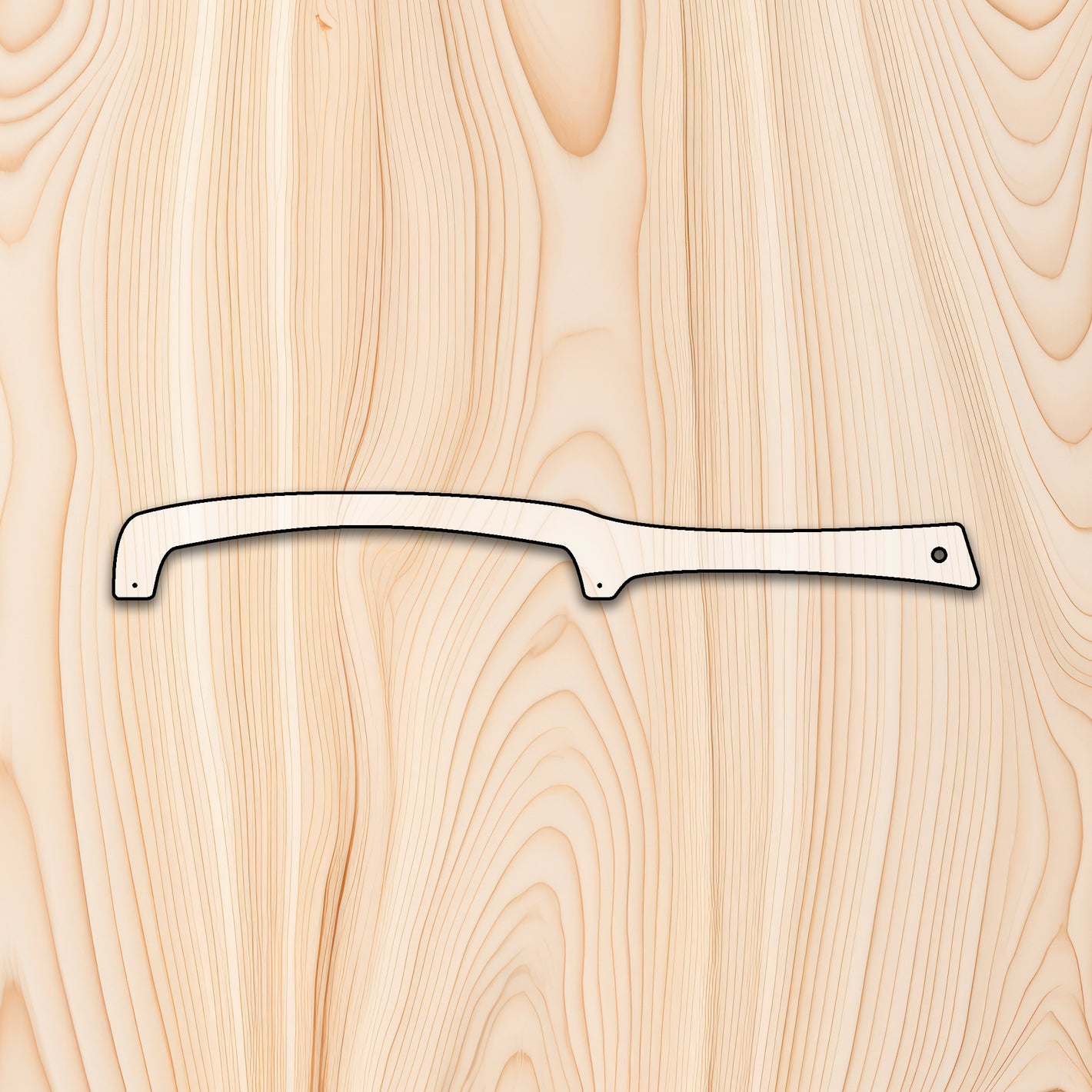 Bread Knife Acrylic Craft Cutout - This template is designed specifically for a bread knife with 10 1/4" blade hole spacing. It helps you effortlessly create perfectly sized bread slices every time. The guide holes allow easy marking for predrilling, ensuring precise blade installation.