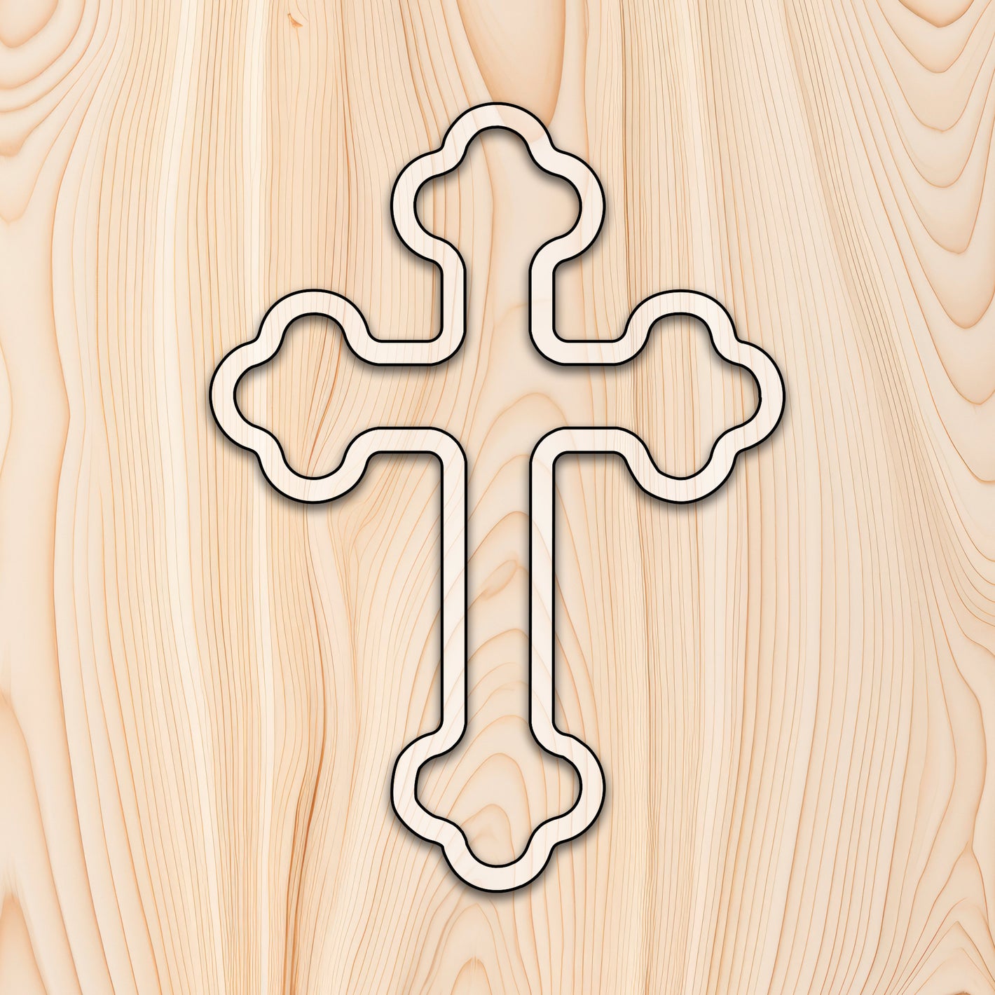 Budded Cross Tray Router Template
 Transparent laser-cut acrylic craft cutout designed as a router template, featuring precise shapes and durable construction for various crafting projects.