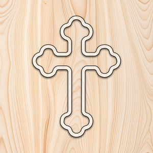 Budded Cross Tray Router Template
 Transparent laser-cut acrylic craft cutout designed as a router template, featuring precise shapes and durable construction for various crafting projects.