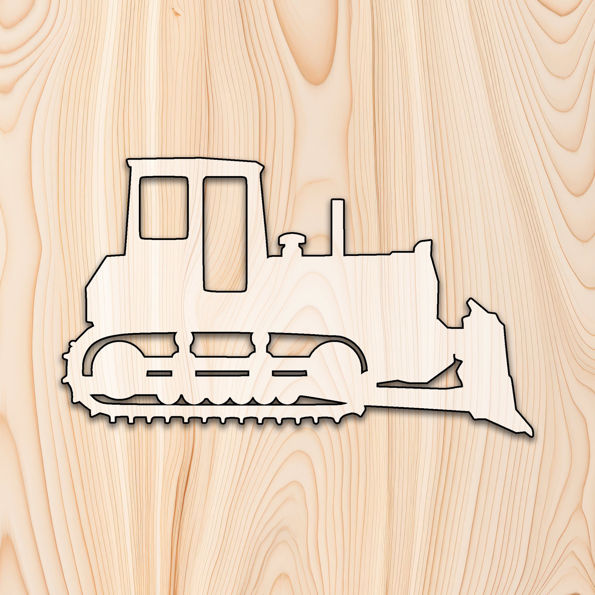 Bulldozer Acrylic Craft Cutout - Transparent laser-cut acrylic craft cutout designed as a router template, featuring precise shapes and durable construction for various crafting projects.