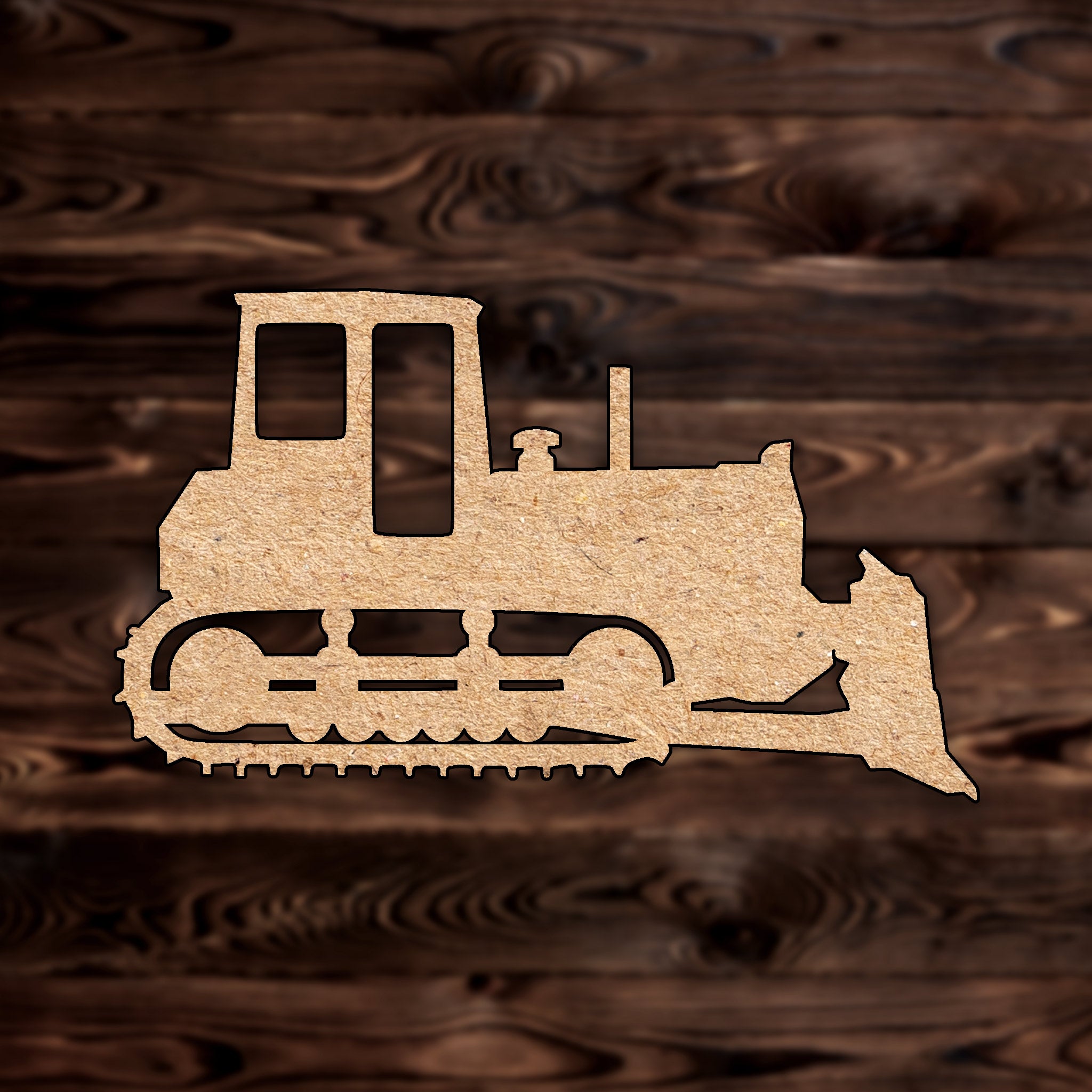 Bulldozer MDF Craft Cutout , a Intricate laser-cut craft cutout made of MDF, featuring detailed designs and clean edges, perfect for home decor or DIY projects.

