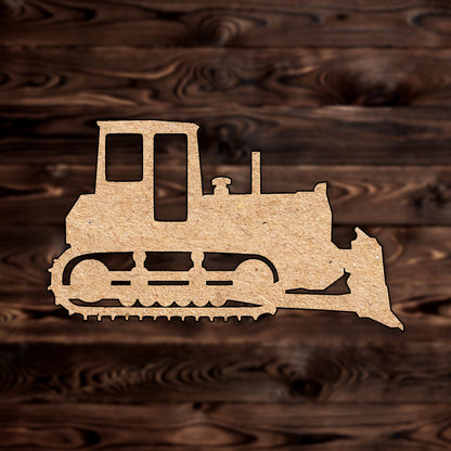 Bulldozer MDF Craft Cutout , a Intricate laser-cut craft cutout made of MDF, featuring detailed designs and clean edges, perfect for home decor or DIY projects.

