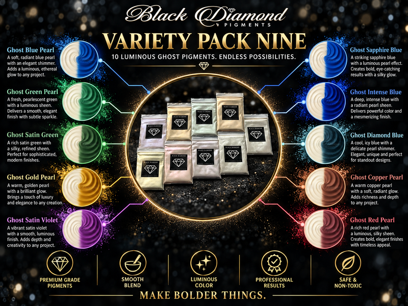 VARIETY PACK 9 (10 COLORS) powder pigment variety packs  Black Diamond Pigments®