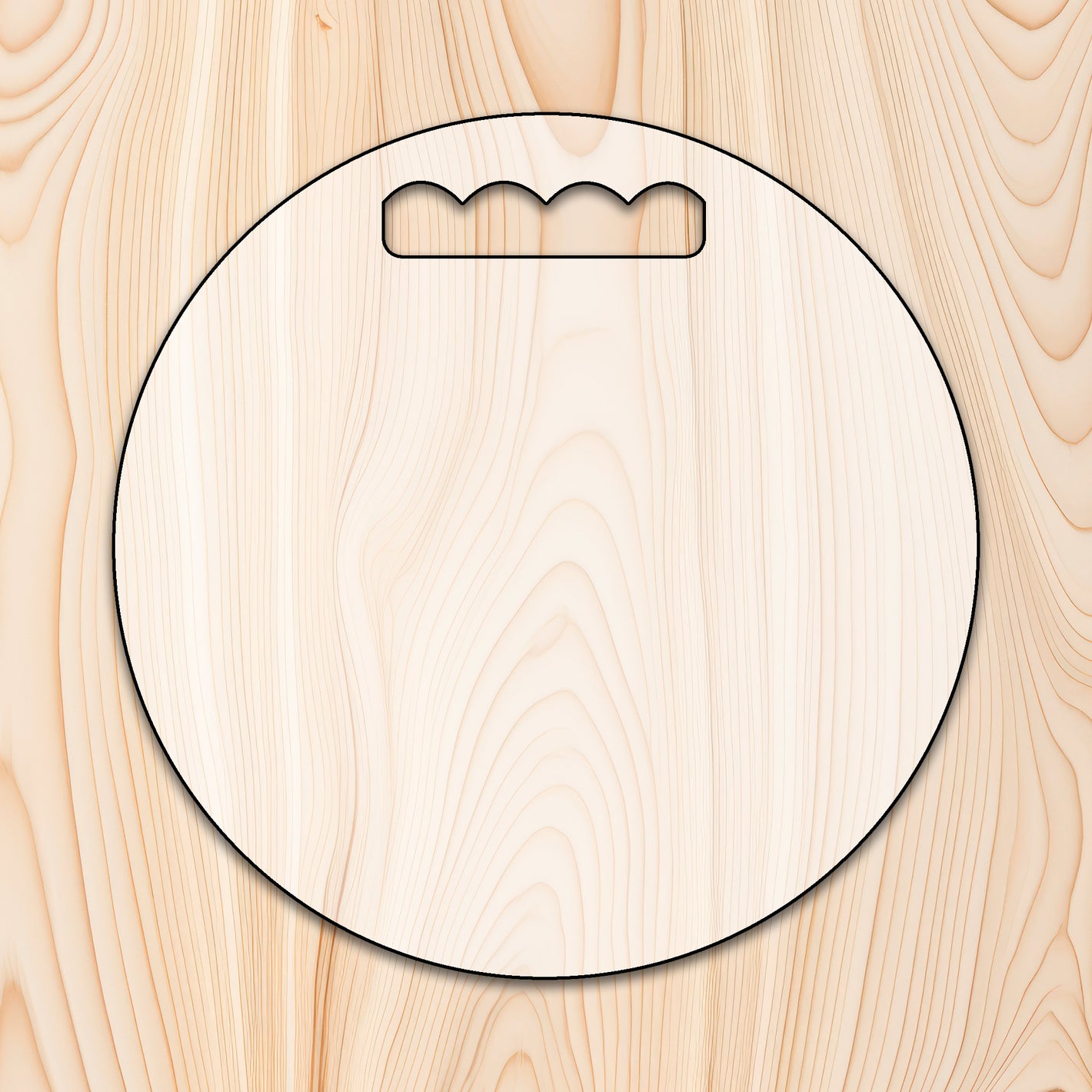 Circle Cutting Board or Charcuterie Board Router Template for woodworking, perfect for shaping custom sized cutting boards, charcuterie boards, and custom projects.