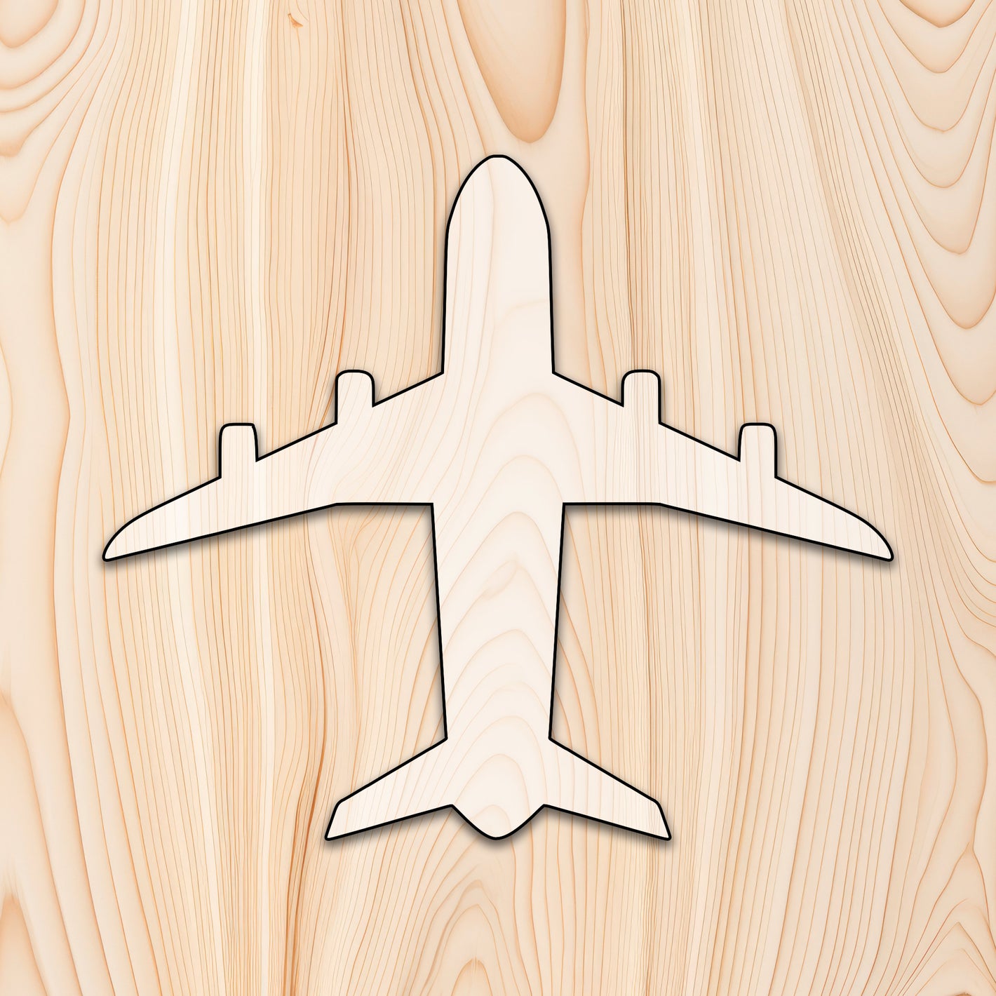 Commercial Airplane Acrylic Craft Cutout - Transparent laser-cut acrylic craft cutout designed as a router template, featuring precise shapes and durable construction for various crafting projects.