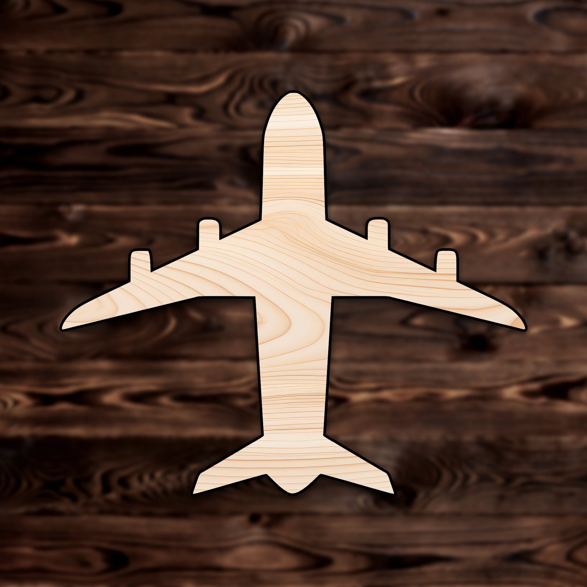Commercial Airplane Plywood Craft Cutout , a Intricate laser-cut craft cutout made of high quality birch plywood, featuring detailed designs and clean edges, perfect for home decor or DIY projects.
