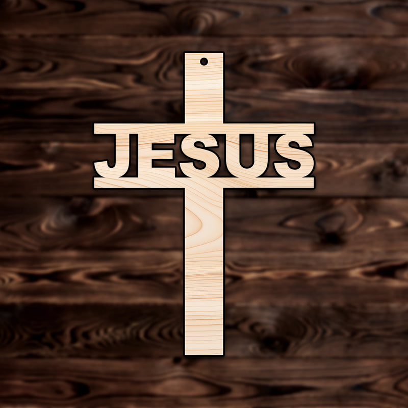 "Jesus" Cross Plywood Craft Shape