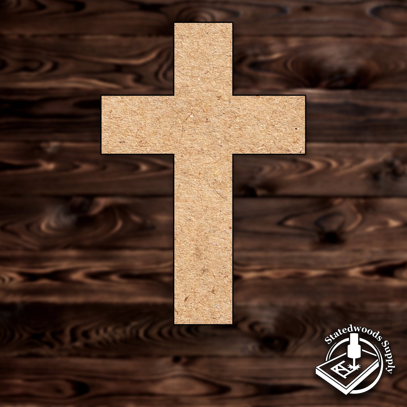 solid cross MDF wood craft cutout