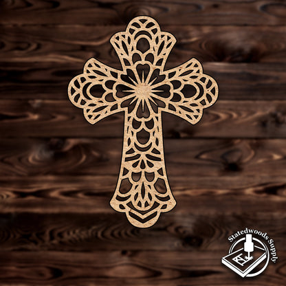 rounded edge cross decorative MDF wood craft cutout