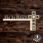 door cross he is risen plywood craft cutout