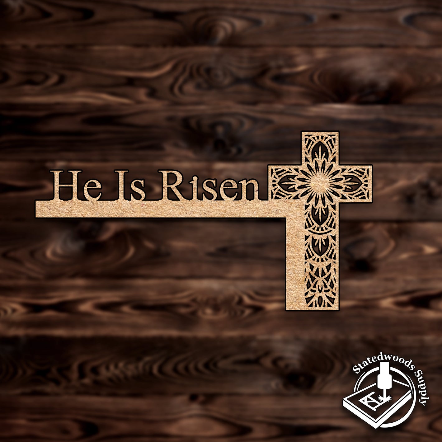 "He Is Risen" Door Corner MDF Craft Cutout