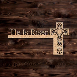 "He Is Risen" Door Corner MDF Craft Cutout