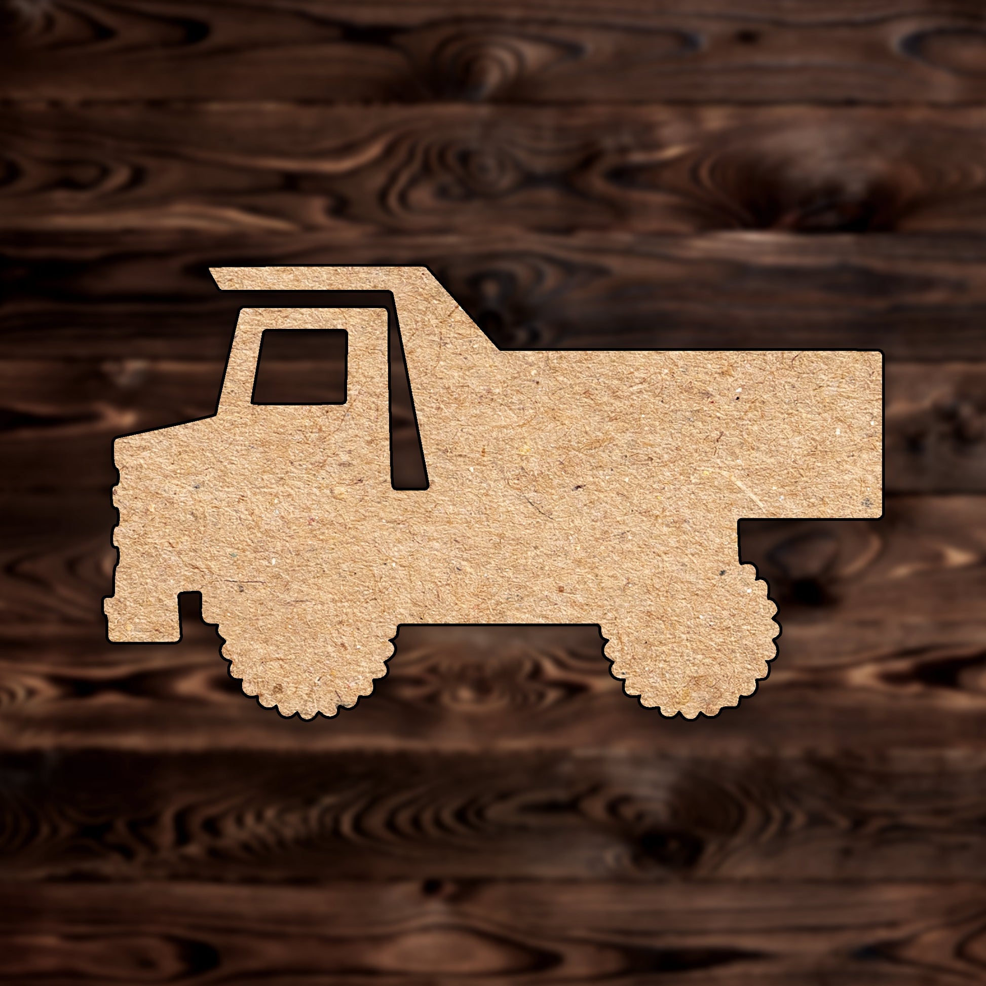 Dump Truck MDF Craft Cutout , a Intricate laser-cut craft cutout made of MDF, featuring detailed designs and clean edges, perfect for home decor or DIY projects.

