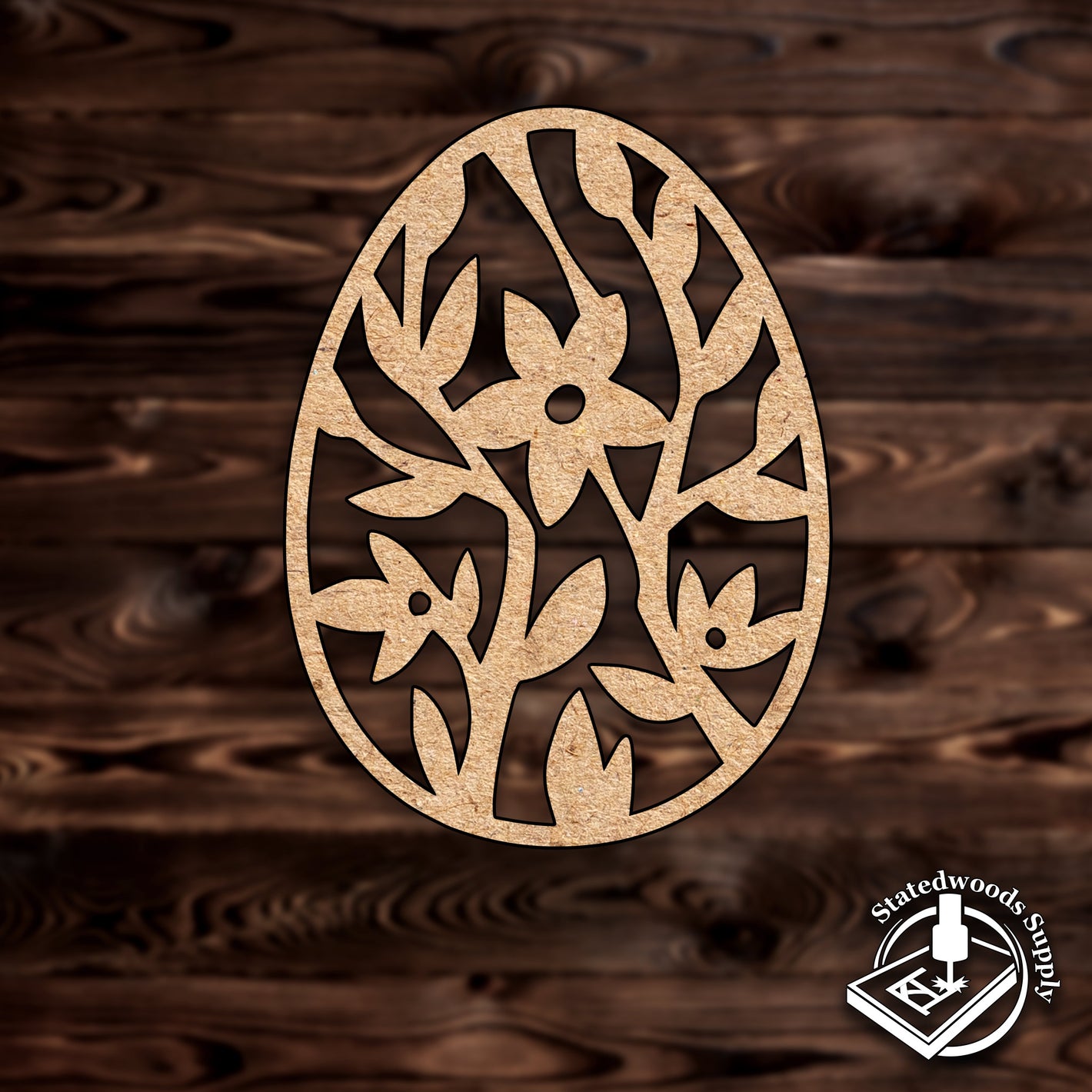 Easter Egg Flower Design MDF Craft Cutout