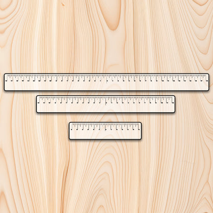 Equal Distance Measuring Ruler Kit (3 rulers) These equal distance clear ruler are perfect for your next CNC, Laser, or woodworking project.  Need to find the center of a circle or an odd shaped board?  Setting your start location on your CNC or laser?  Use these ruler to find the center with no math and no fuss.  We create these in clear acrylic so you can see grain patterns or your projects through the ruler so you can guarantee to have placement and accuracy every time.  