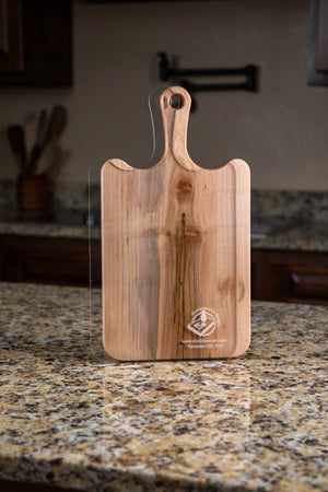 example of Drip Handle Cutting Board or Charcuterie Board Router Template
for woodworking, perfect for shaping custom sized cutting boards, charcuterie boards, trays  and custom projects.