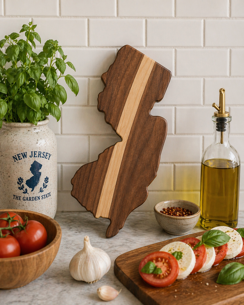 Example of New Jersey Cutting Board or Charcuterie Board Acrylic Router Template 