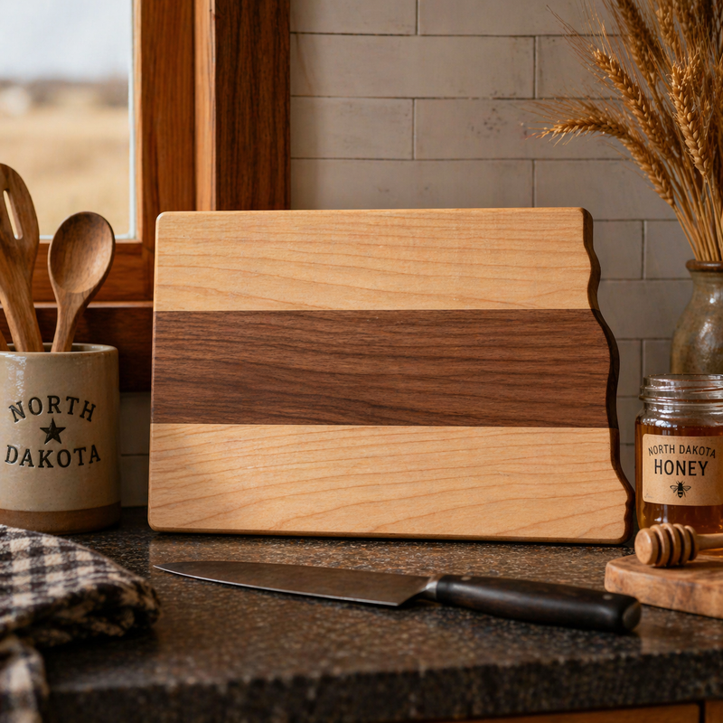 Example of North Dakota Cutting Board or Charcuterie Board Acrylic Router Template