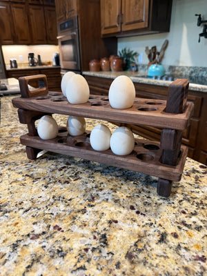 Example of Stackable Egg Tray with Additional Leg Template Router Template for woodworking, perfect for shaping custom sized cutting boards, charcuterie boards, and custom projects.