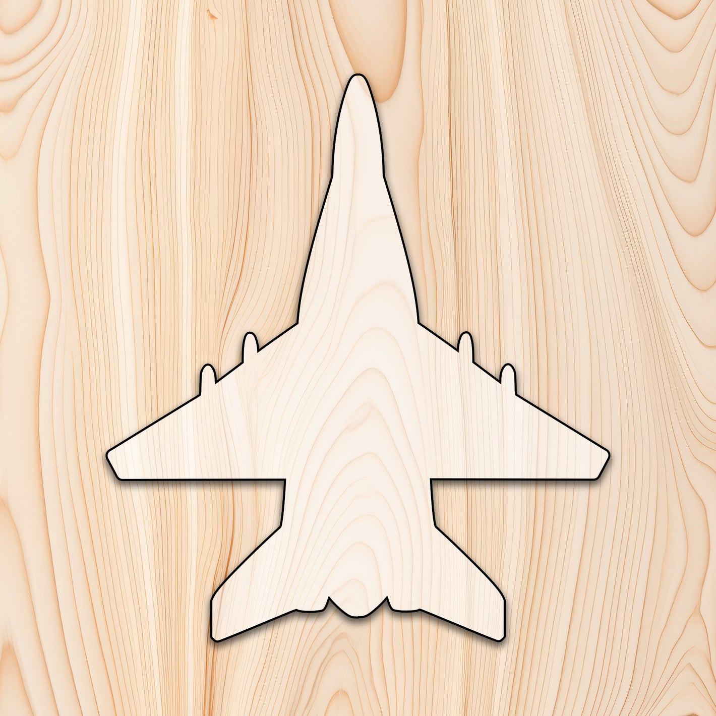 Fighter Jet Acrylic Craft Cutout - Transparent laser-cut acrylic craft cutout designed as a router template, featuring precise shapes and durable construction for various crafting projects.