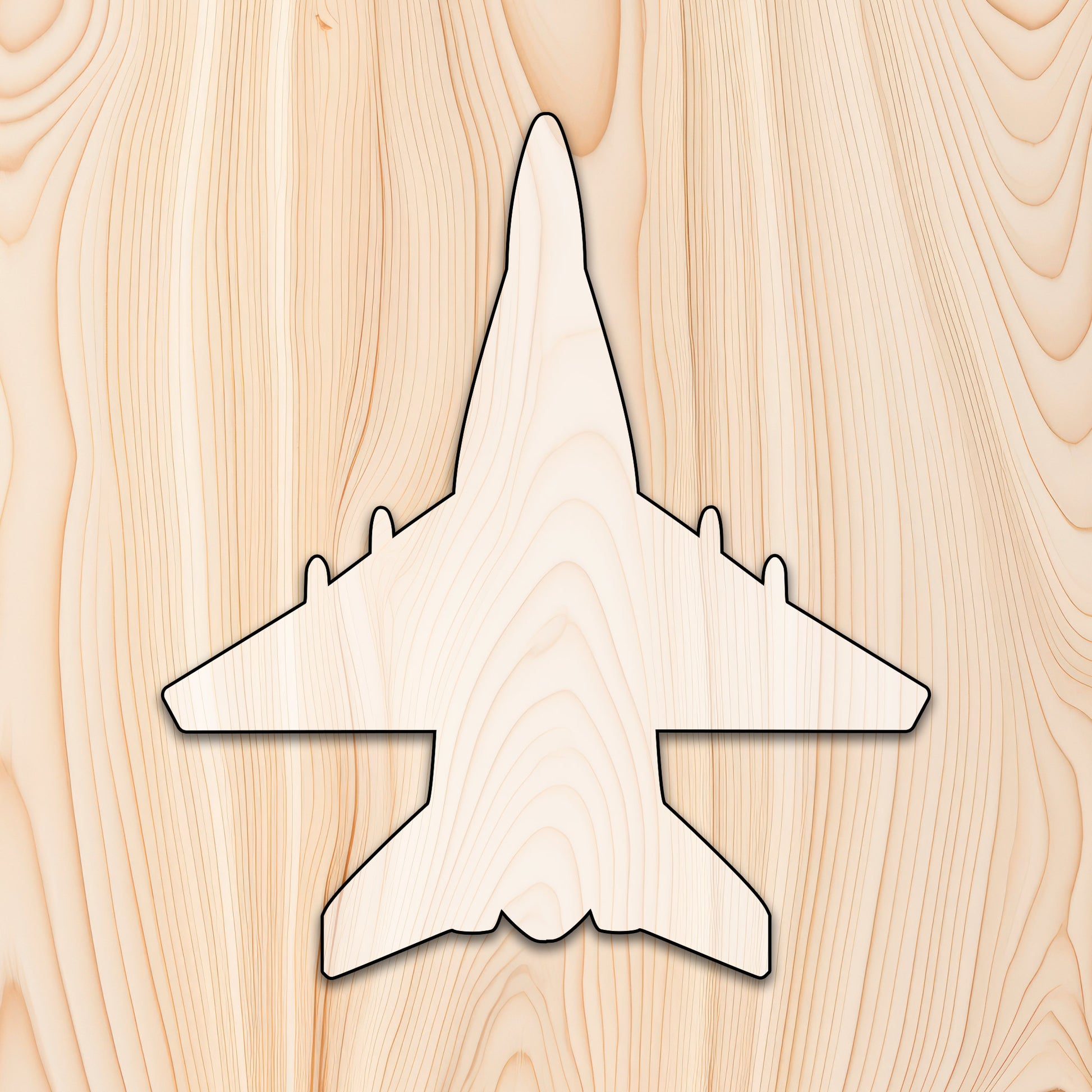 Fighter Jet Acrylic Craft Cutout - Transparent laser-cut acrylic craft cutout designed as a router template, featuring precise shapes and durable construction for various crafting projects.