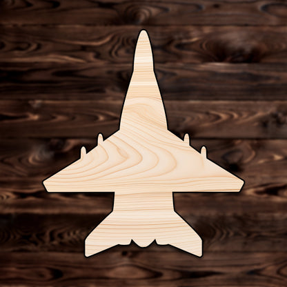 Fighter Jet Plywood Craft Cutout , a Intricate laser-cut craft cutout made of high quality birch plywood, featuring detailed designs and clean edges, perfect for home decor or DIY projects.
