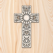 Floral Design Cross Acrylic Craft Cutout