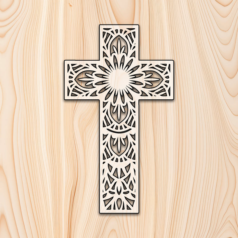 Floral Design Cross Acrylic Craft Cutout