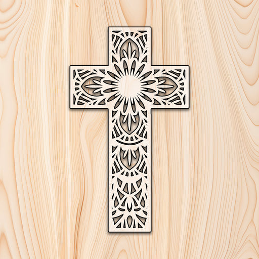 Floral Design Cross Acrylic Craft Cutout