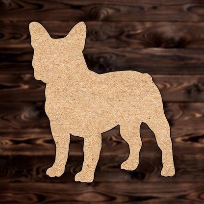 French Bull Dog MDF Craft Cutout , a Intricate laser-cut craft cutout made of MDF, featuring detailed designs and clean edges, perfect for home decor or DIY projects.
