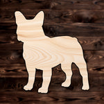 French Bull Dog Plywood Craft Cutout , a Intricate laser-cut craft cutout made of high quality birch plywood, featuring detailed designs and clean edges, perfect for home decor or DIY projects.
