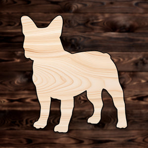 French Bull Dog Plywood Craft Cutout , a Intricate laser-cut craft cutout made of high quality birch plywood, featuring detailed designs and clean edges, perfect for home decor or DIY projects.
